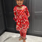 Red Floral Trouser Suit Set