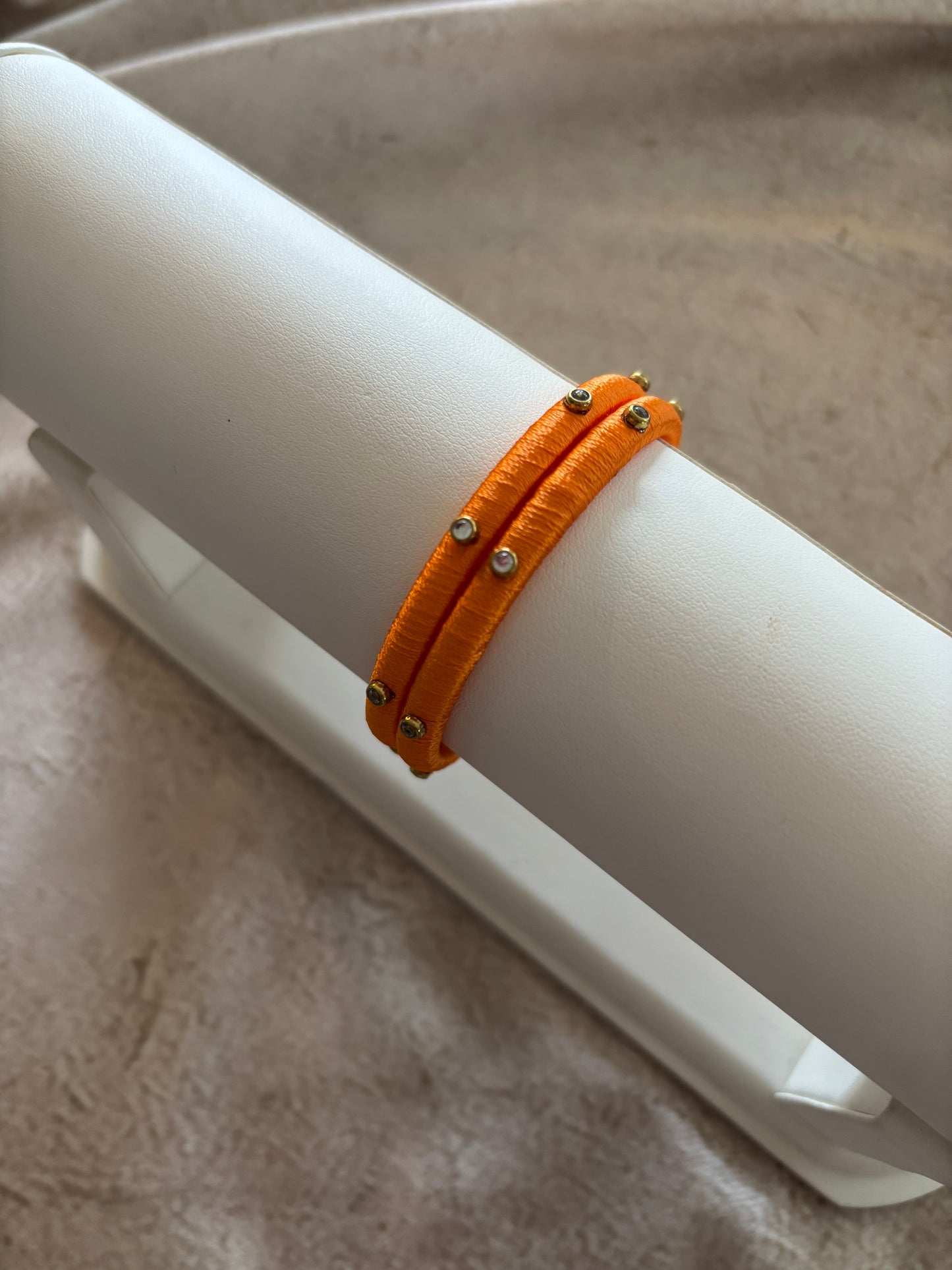 Slim Embellished Bangle (Orange)