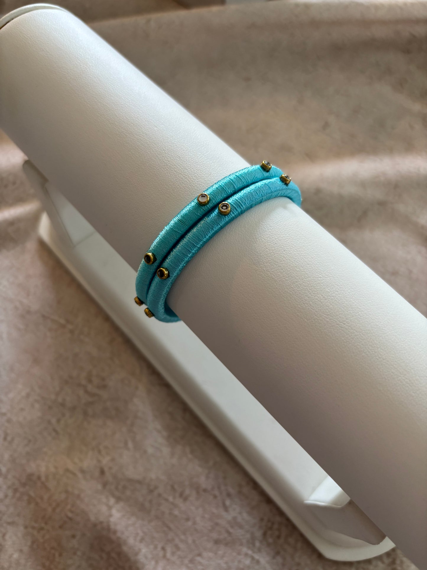 Slim Embellished Bangle (Baby Blue)