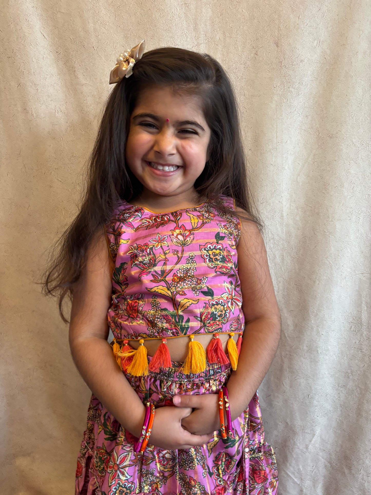 Paisley Pink Tassle Lengha