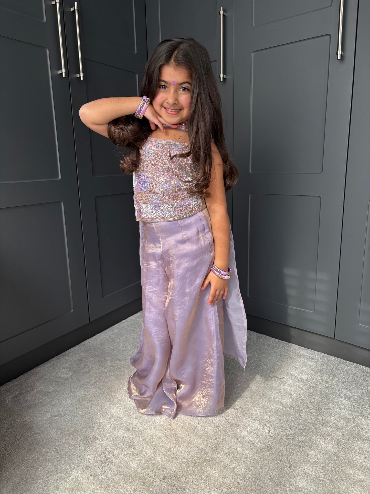 Lilac Embellished Palazzo Suit
