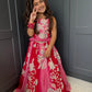 Magenta & Red Lengha Set