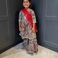 Mint & Red Paisley Print Sharara Suit