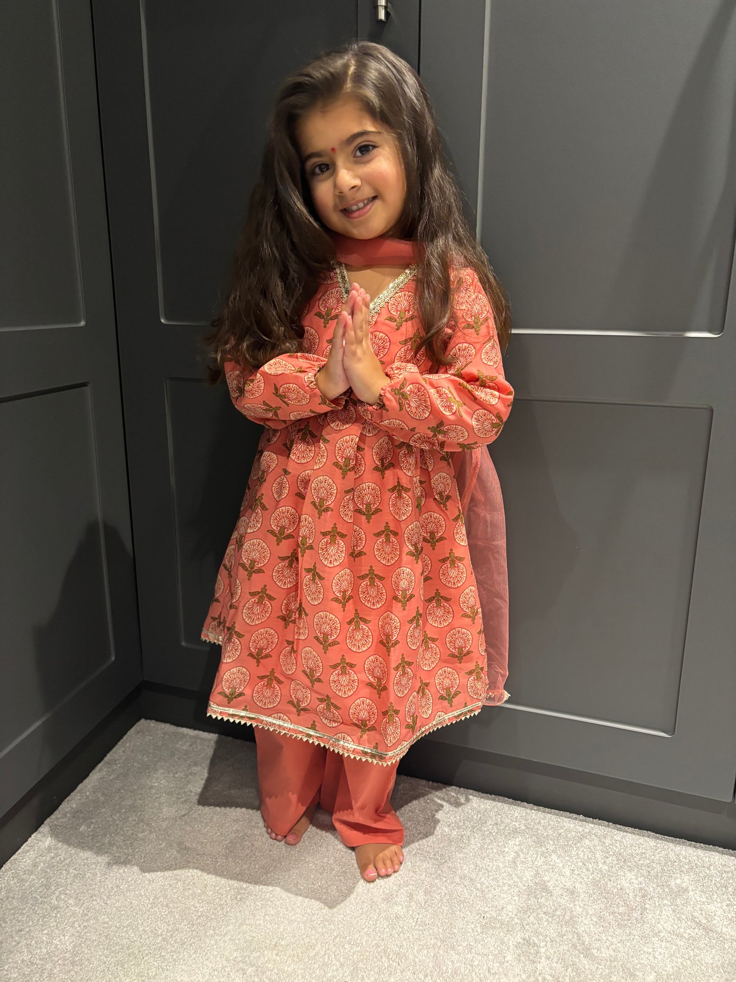 Peach Anarkali & Pallazo