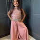 Blush Pink Embroidered Palazzo Suit