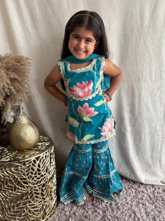 Summer Collection Blue Sharara Suit