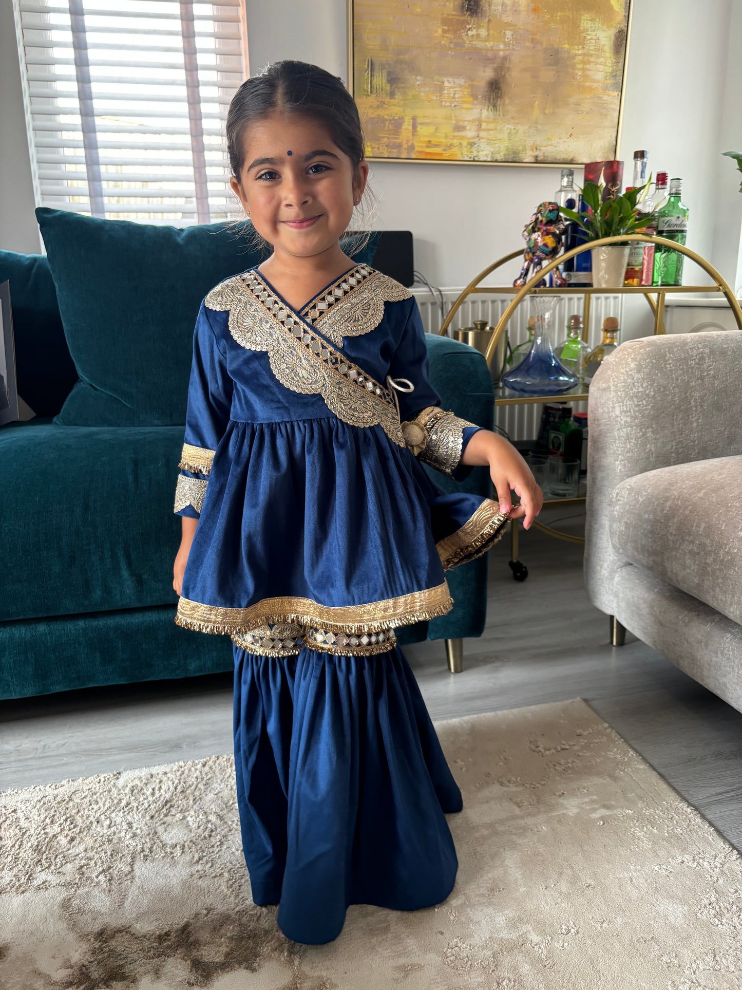 Mini Mama Velvet Sharara Set