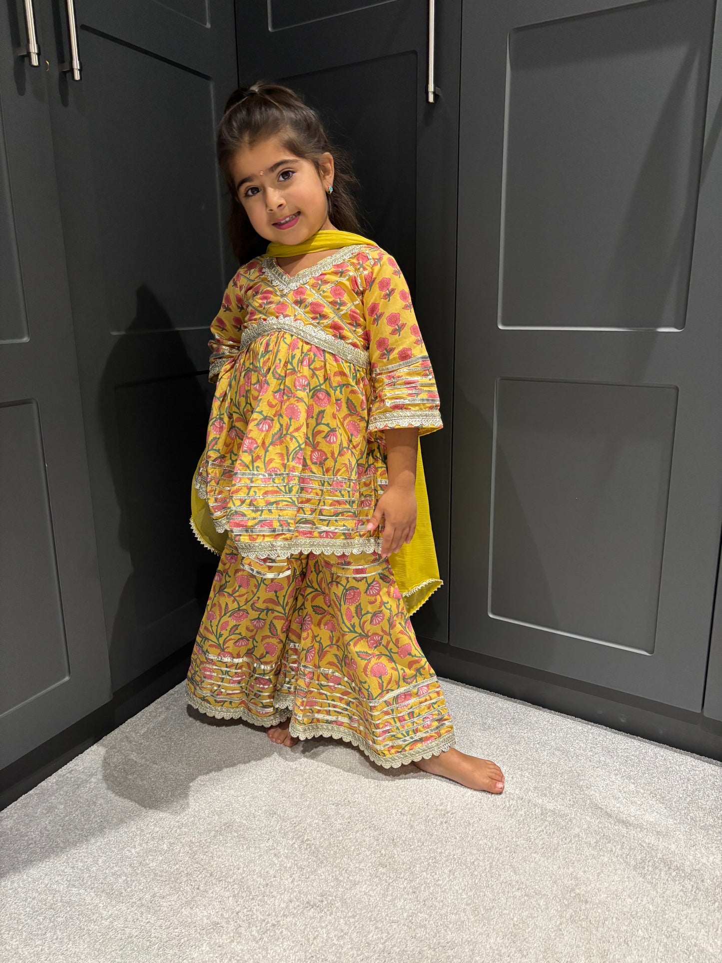 Yellow & Pink Sharara Suit Set