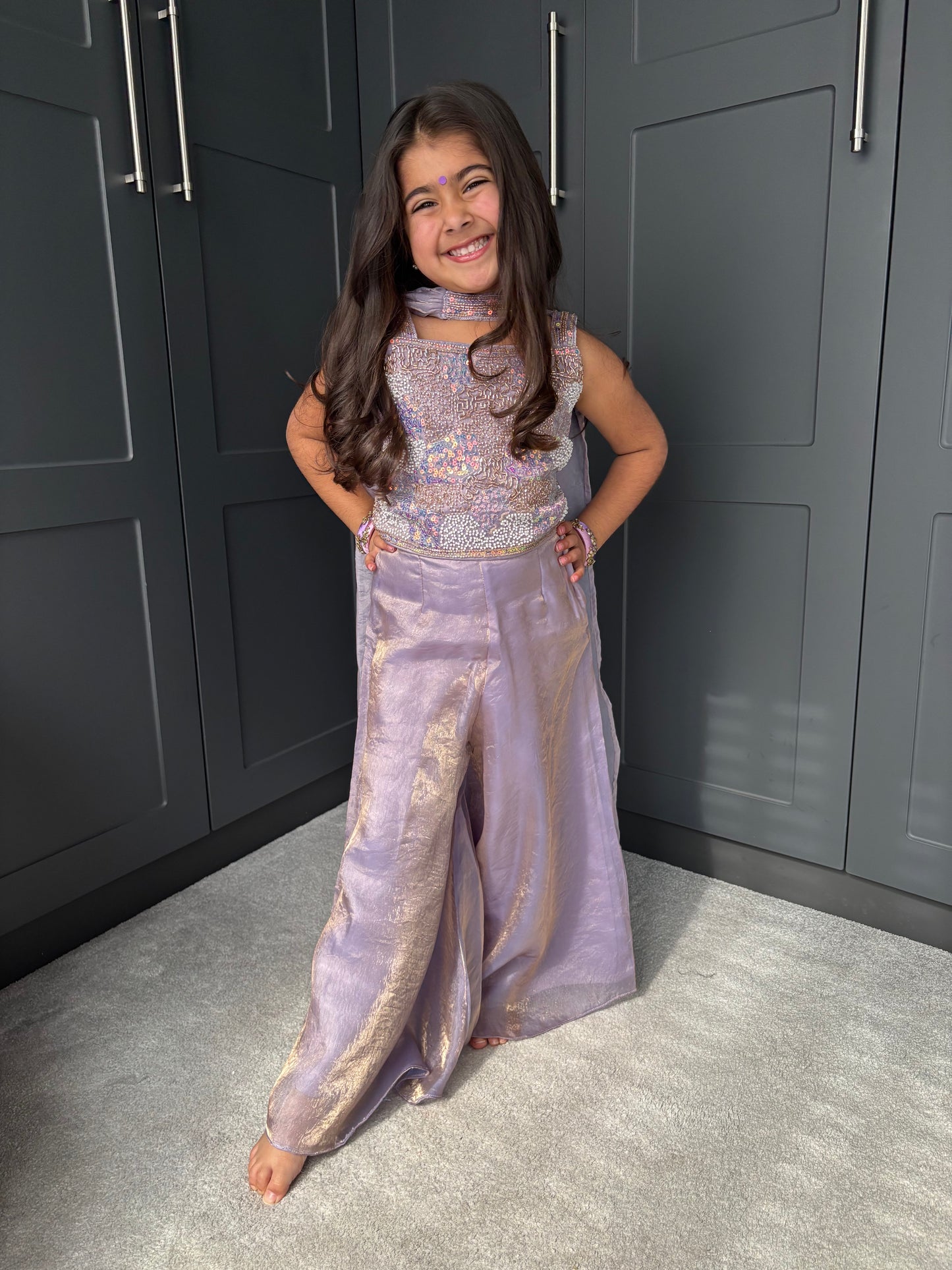 Lilac Embellished Palazzo Suit
