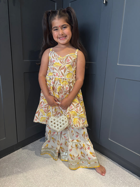 Yellow Shell Sharara Suit