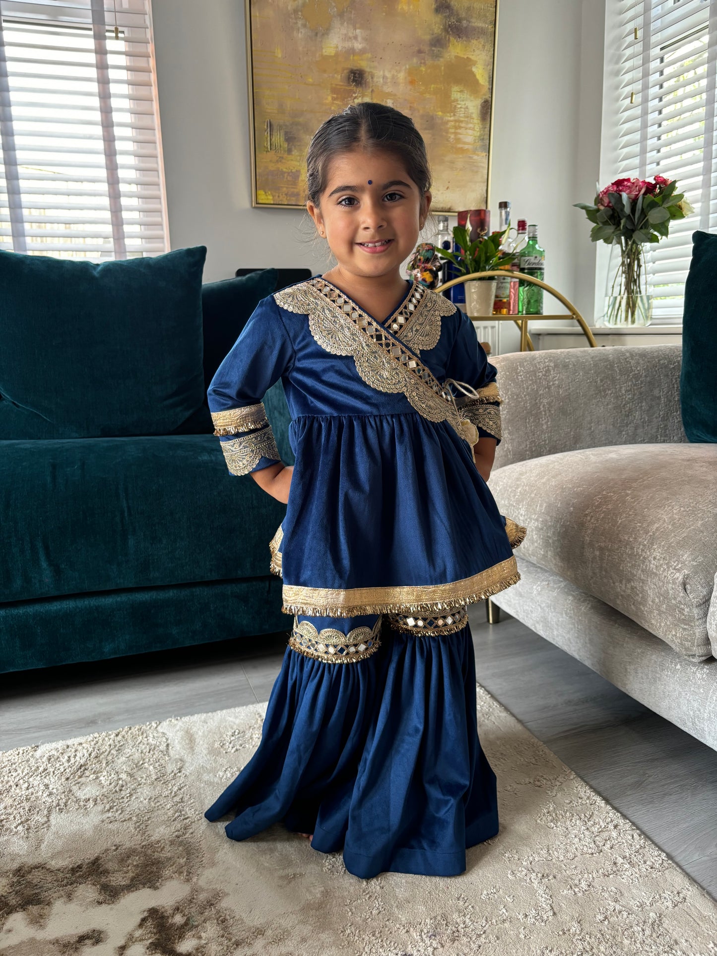 Mini Mama Velvet Sharara Set