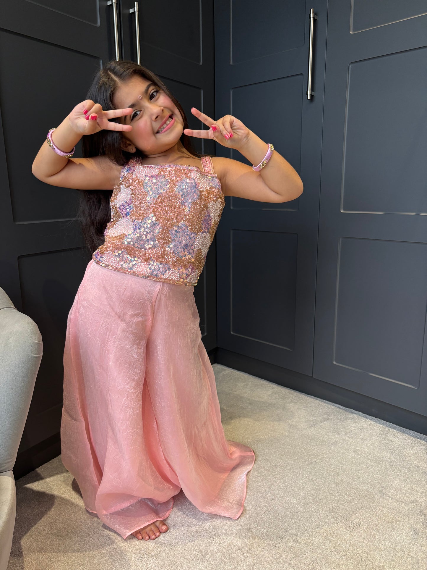 Baby Pink Palazzo Suit