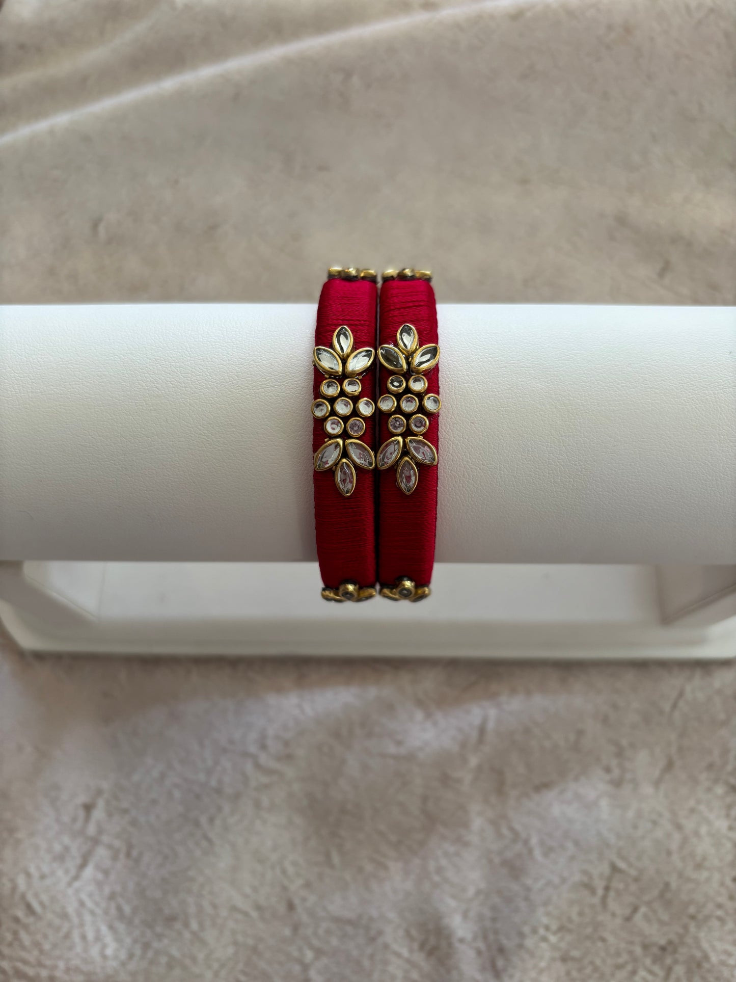 Deep Red Embellished Bangle