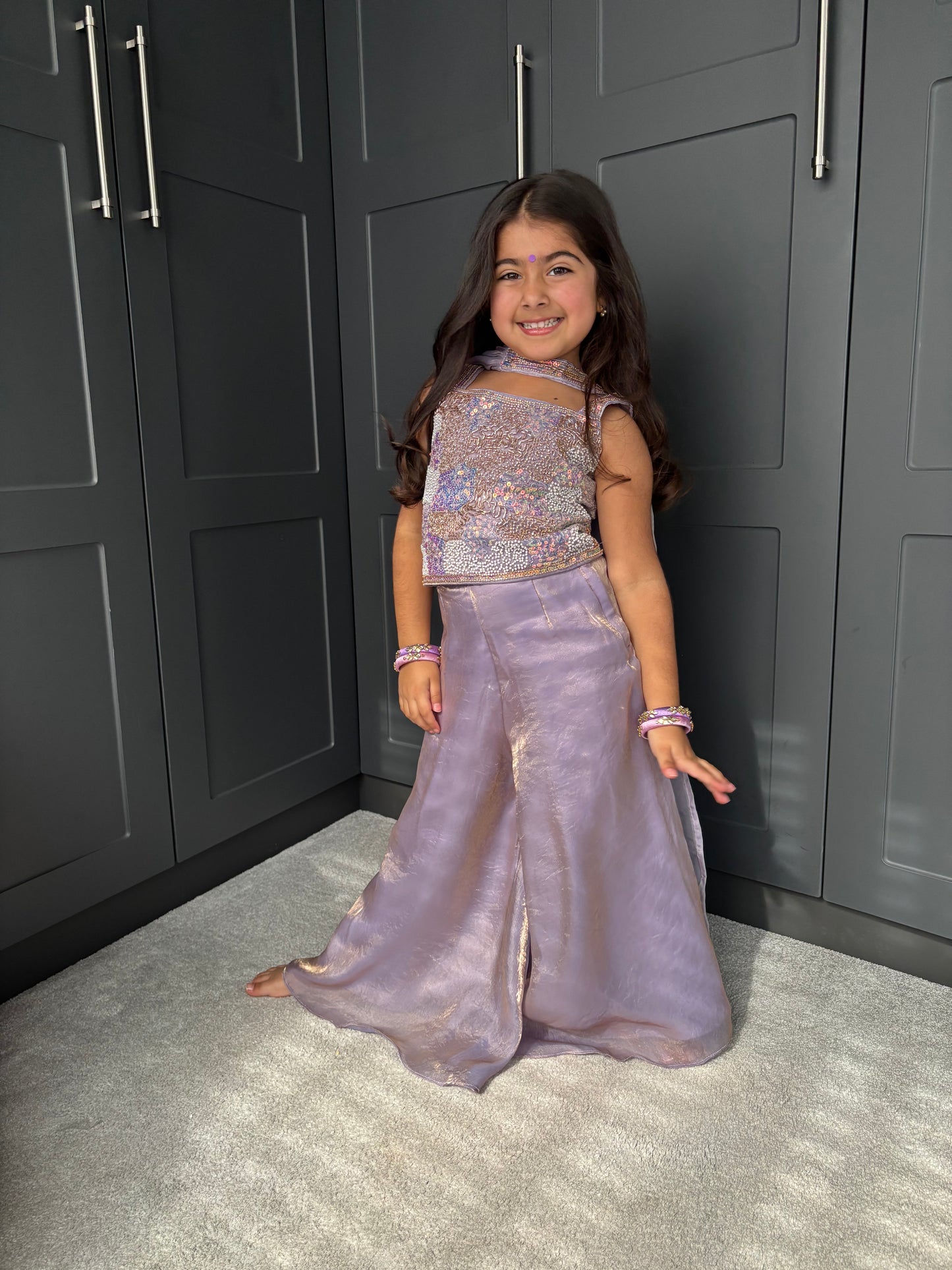 Lilac Embellished Palazzo Suit