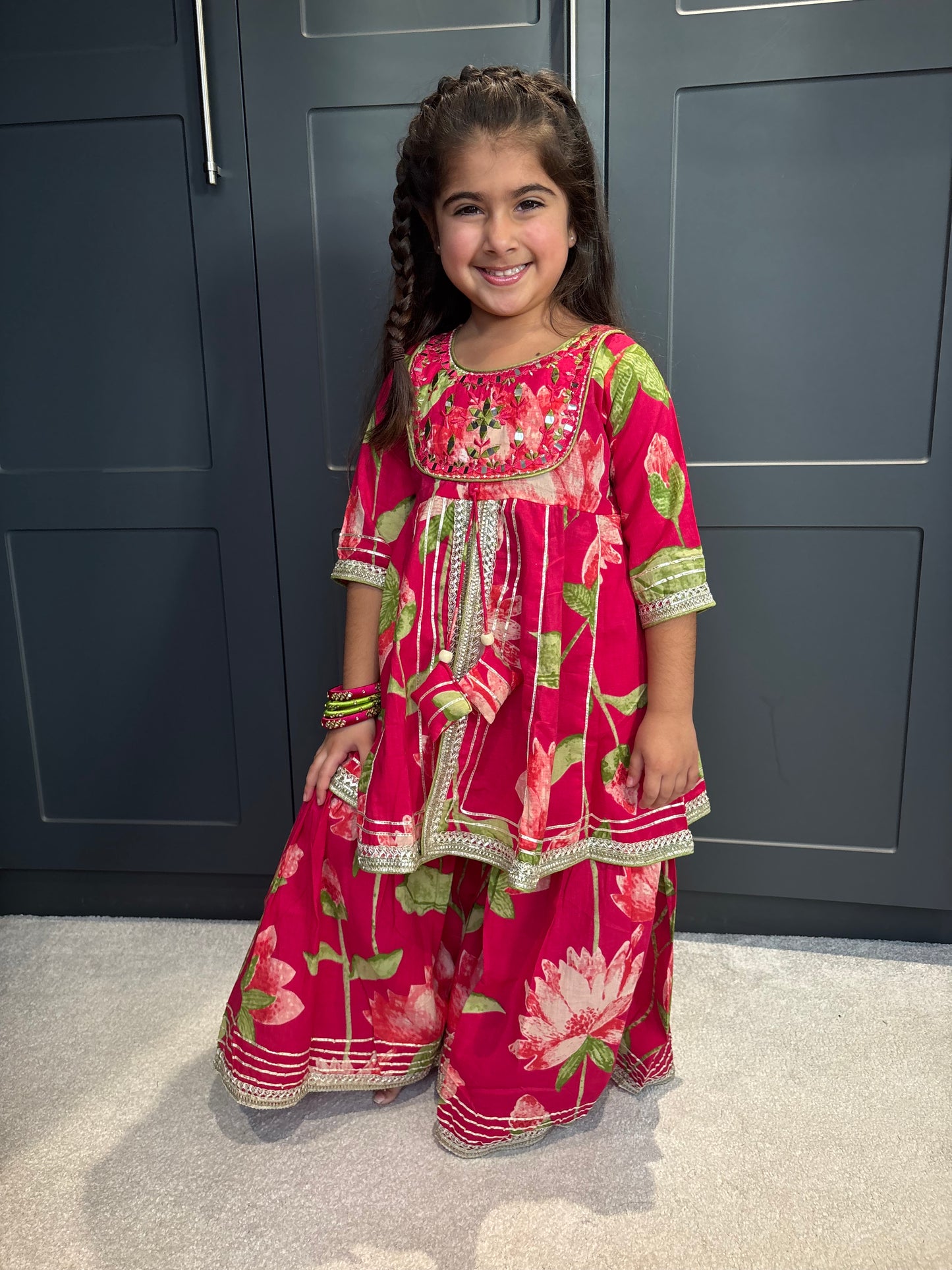 Rani Pink Floral Sharara Suit