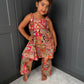Red & Gold Partywear Trouser Suit