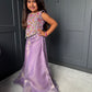 Lilac Floral & Pearl Palazzo Suit