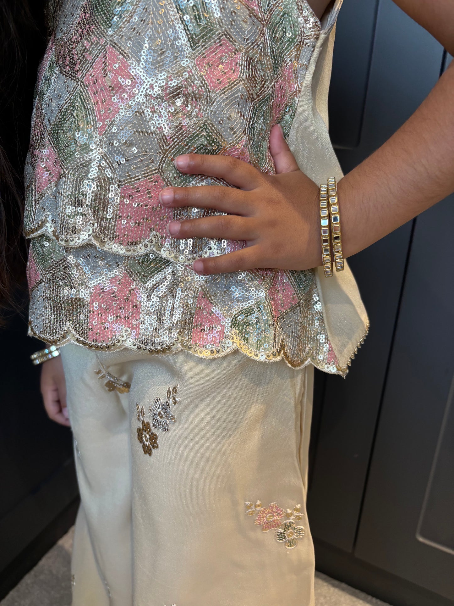 Blush & Gold Sequin Palazzo Set