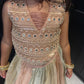 Peach & Champagne Gold Mirror Work Length