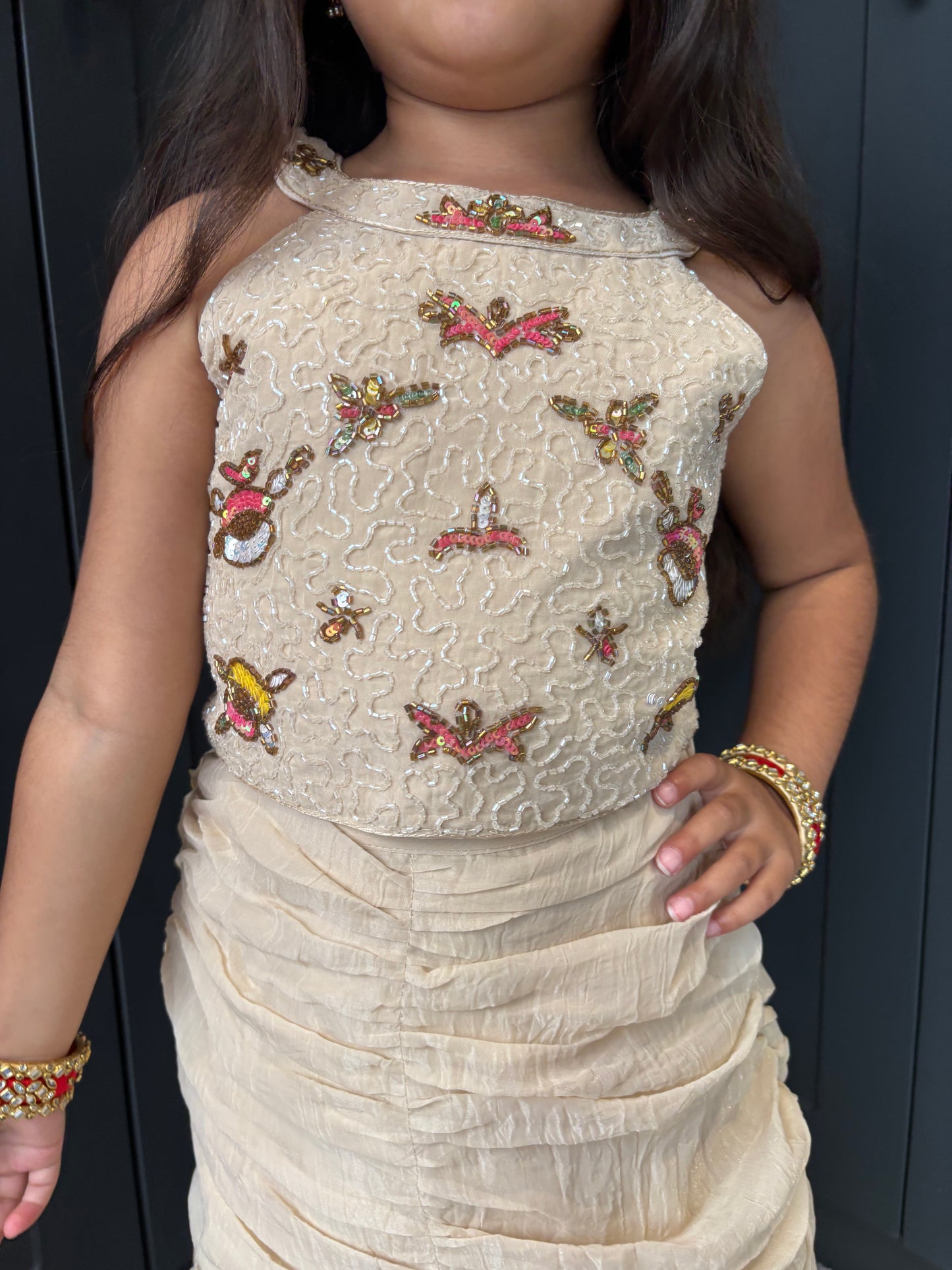 Ivory Embroidered Lengha Set