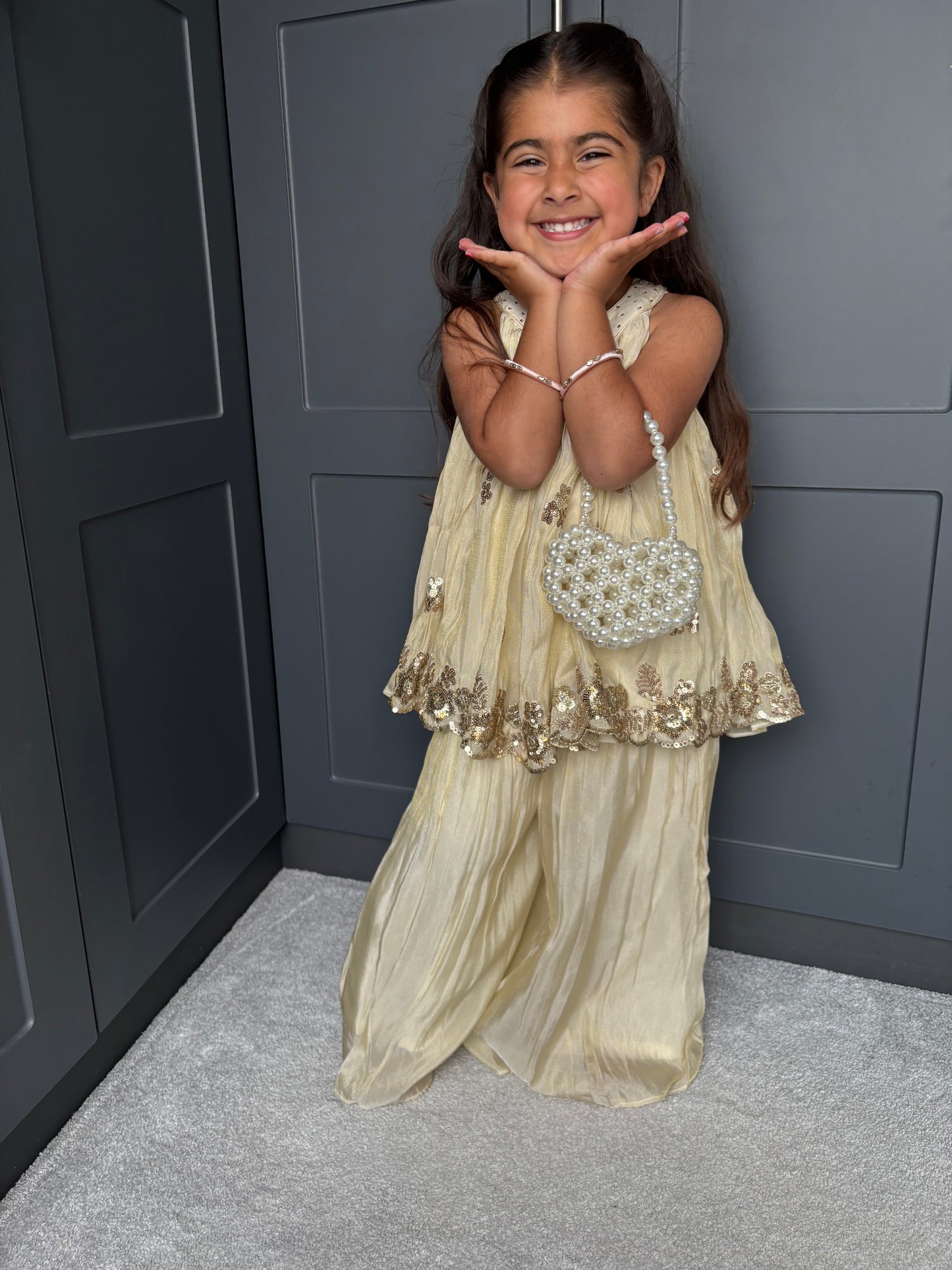 Cream & Gold Palazzo Suit