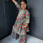 Mint & Red Paisley Print Sharara Suit