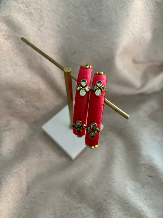 Coral Embellished Bangles