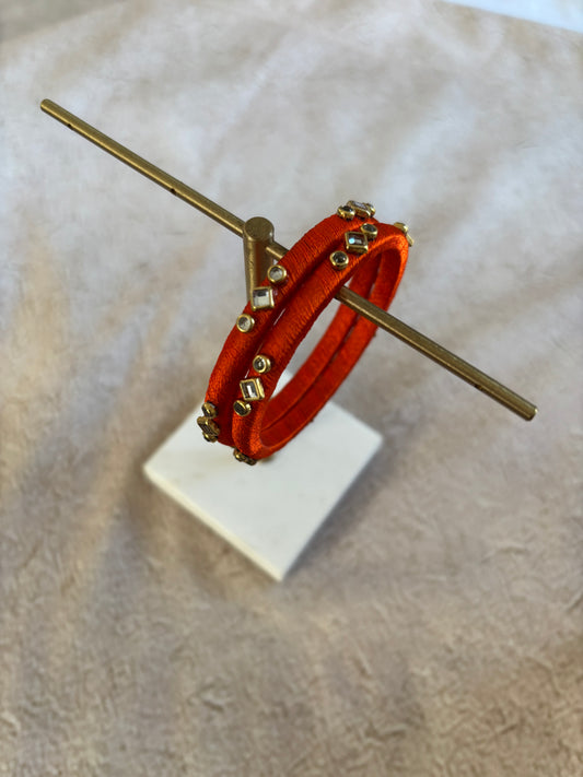 Slim Embellished Bangle (Orange)