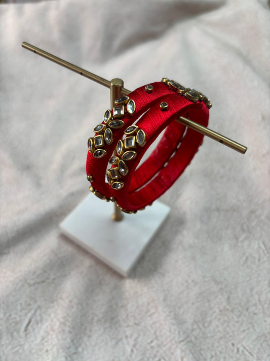 Tomato Red Embellished Bangle