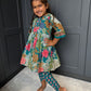 Teal Floral Dhoti Suit
