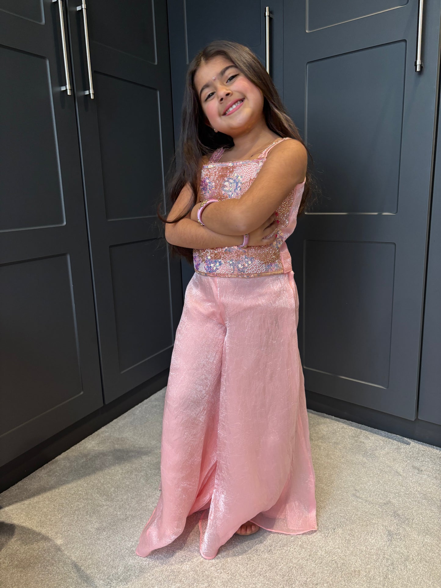 Baby Pink Palazzo Suit