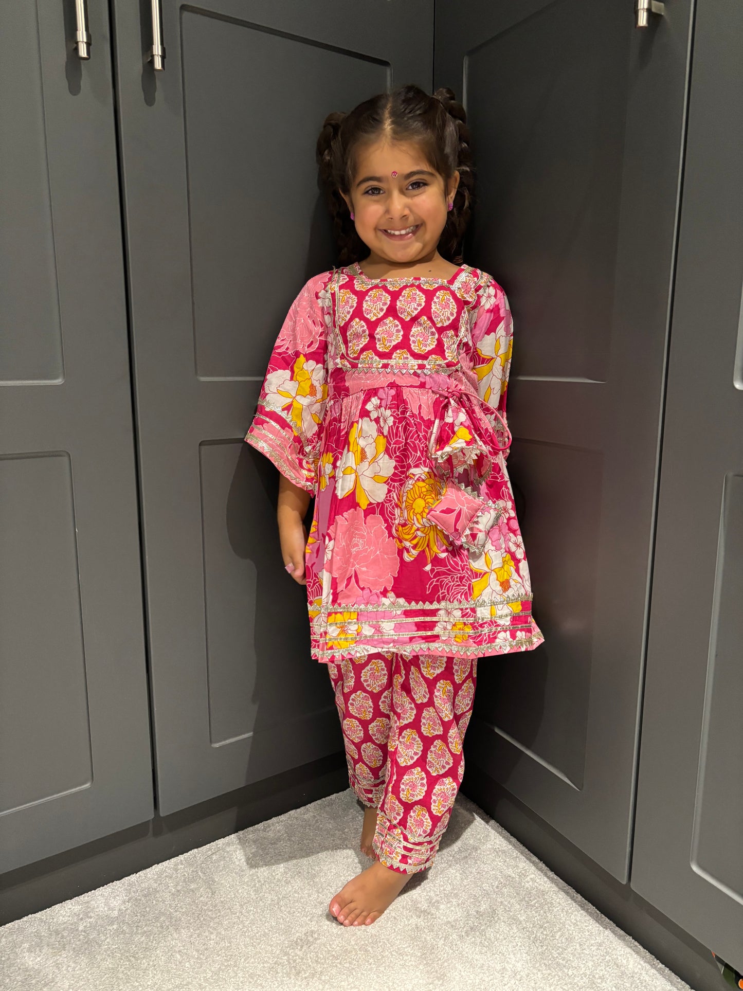 Pink Floral Trouser Suit Set