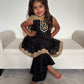 Black & Gold Frock Palazzo Suit