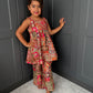Red & Gold Partywear Trouser Suit