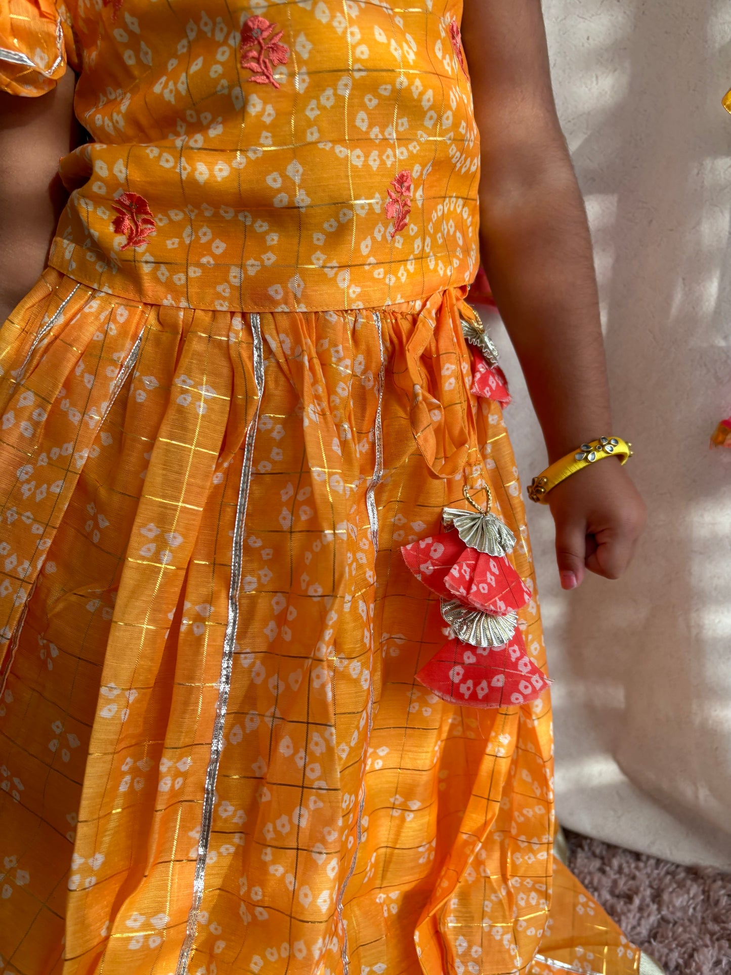 Yellow Bhandani Lehenga Set