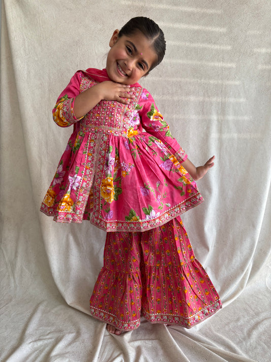 Pink Mirror Work Sharara