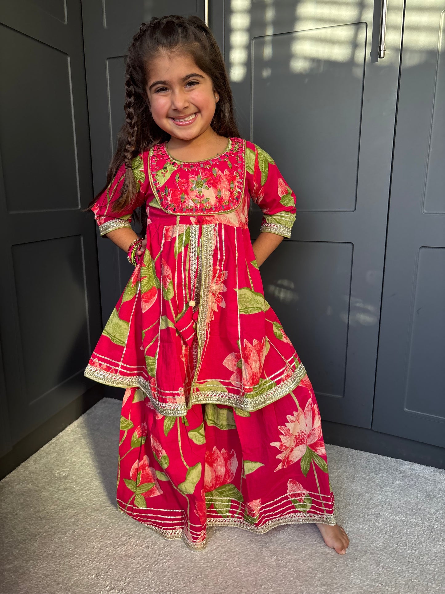 Rani Pink Floral Sharara Suit