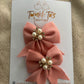 Peach Pearl Bow Clips (Small)