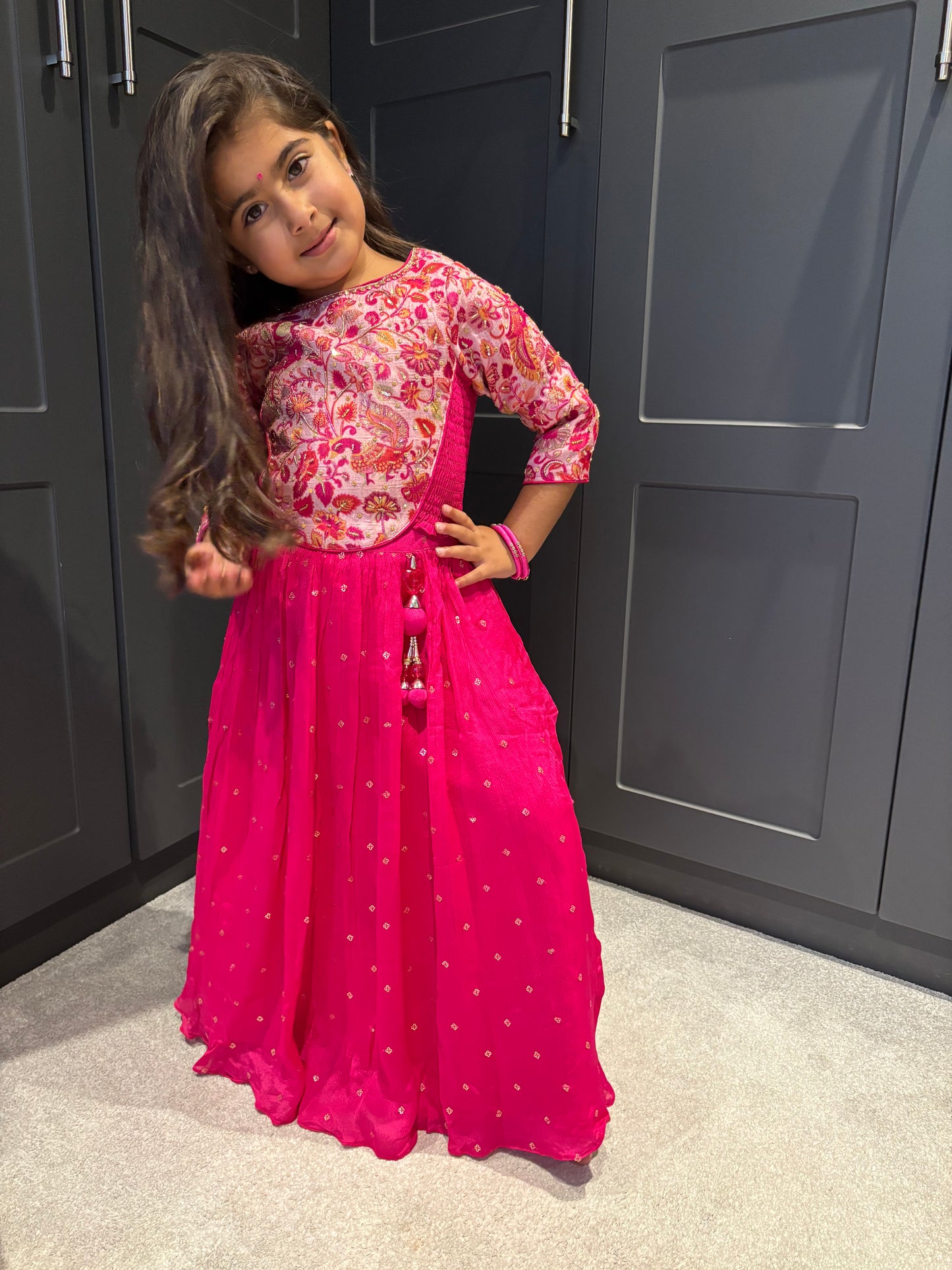 Fuscia Pink Partywear Lengha Set