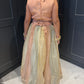 Peach & Champagne Gold Mirror Work Length