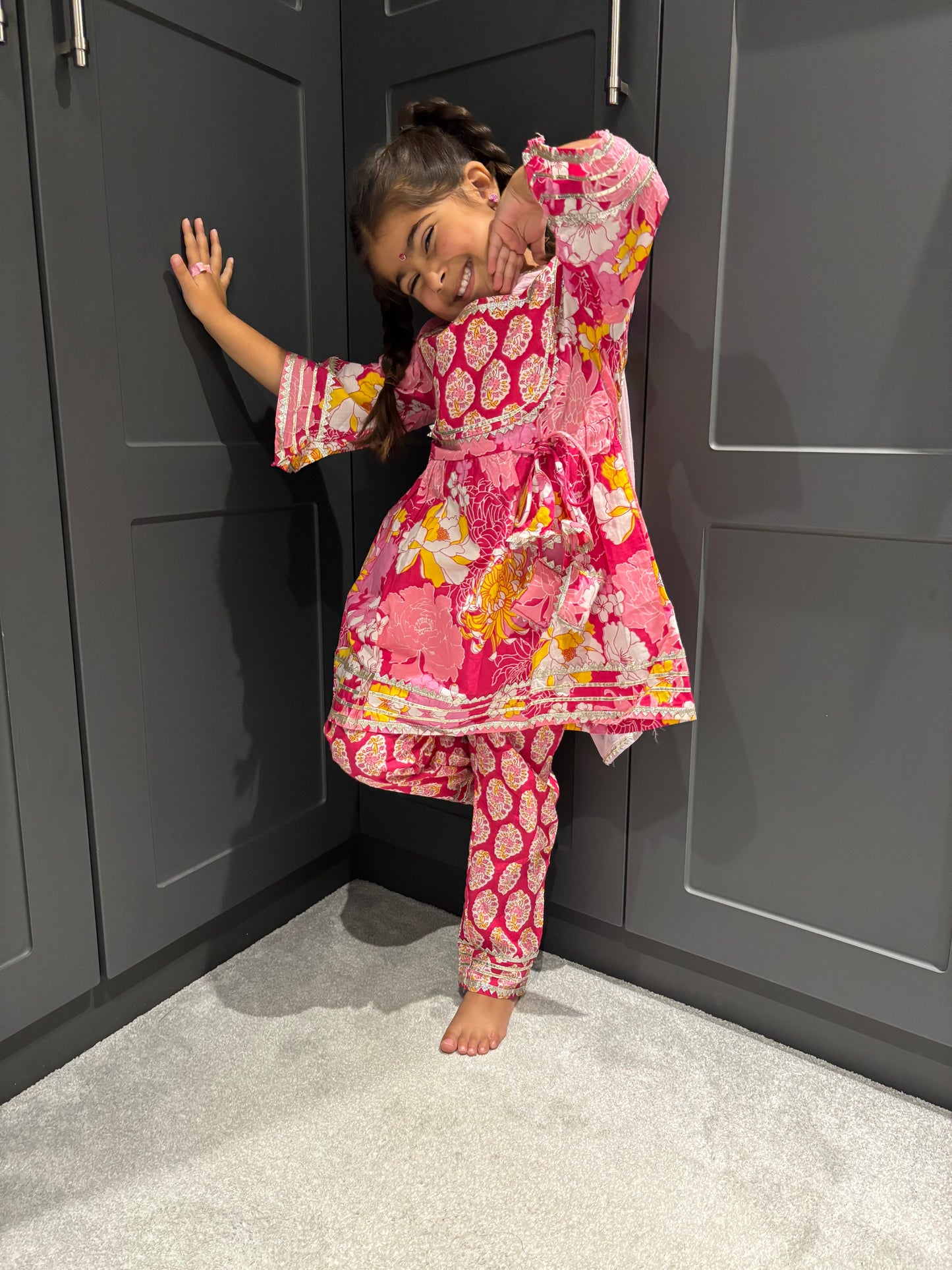 Pink Floral Trouser Suit Set