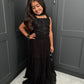 Black Embellished Lengha Set with Collar Dupatta | Girls Indian Festive Wear
