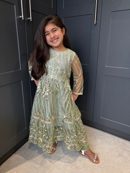 Mint Lace Anarkali Suit