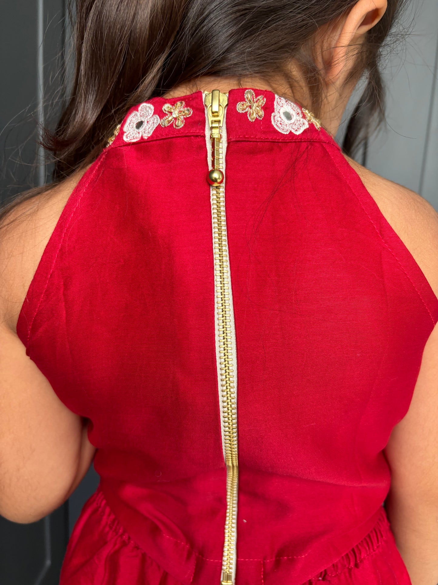 Red Silk Chanderi Palazzo