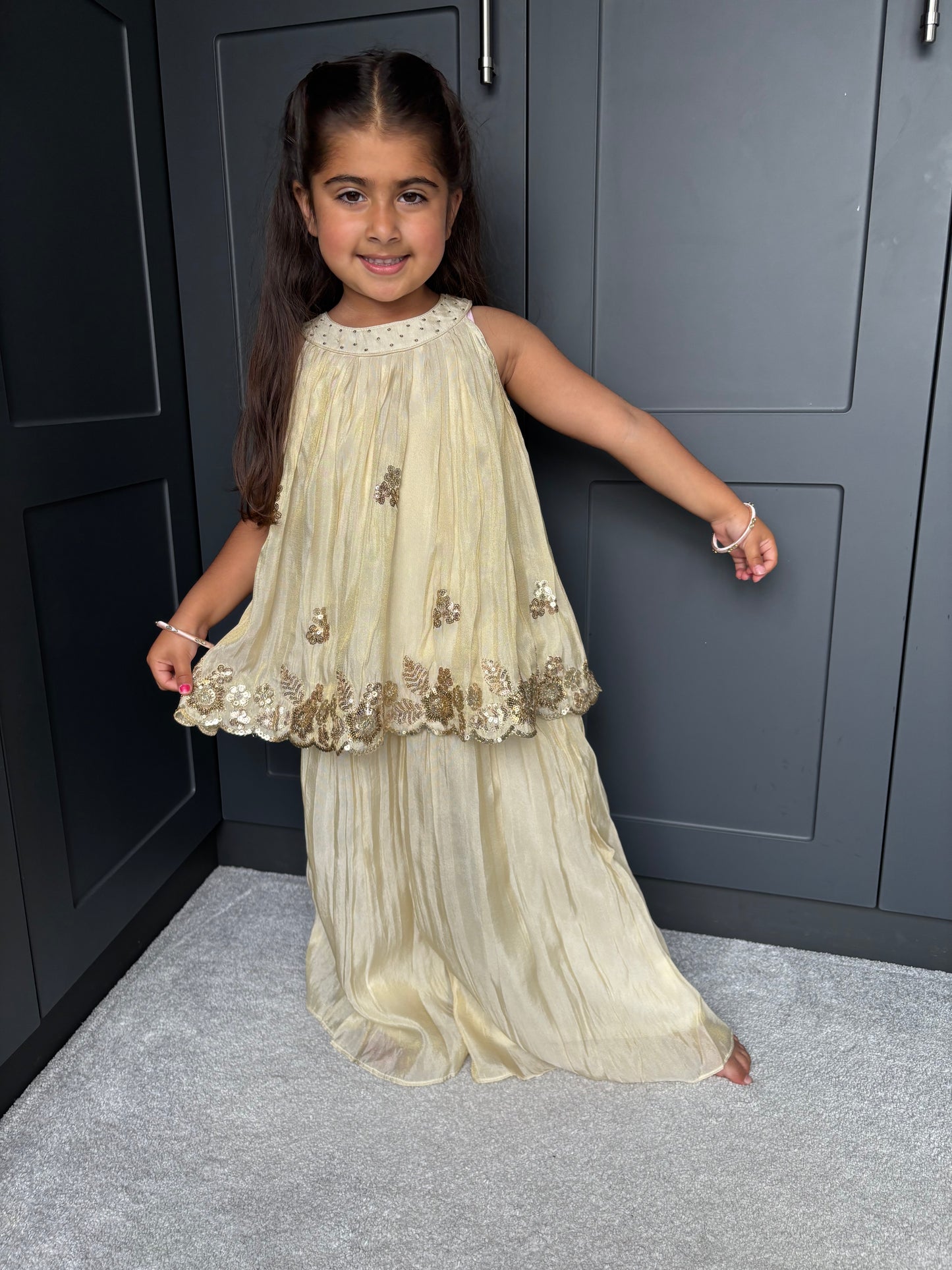 Cream & Gold Palazzo Suit