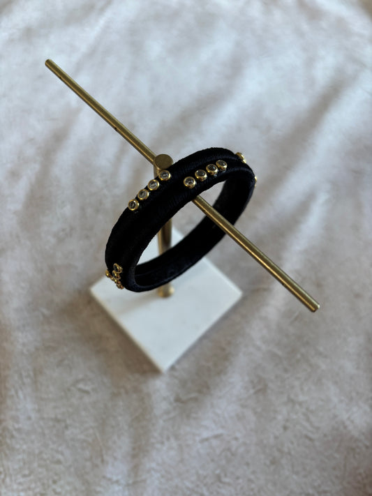 Slim Embellished Bangle (Black)