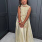 The Golden Muse | Girls Gold Floral Embroidered Palazzo Suit