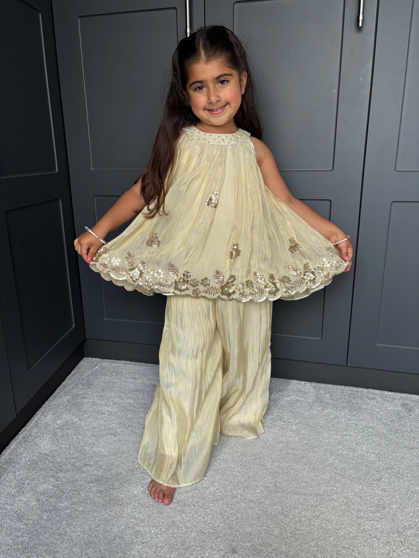 Cream & Gold Palazzo Suit
