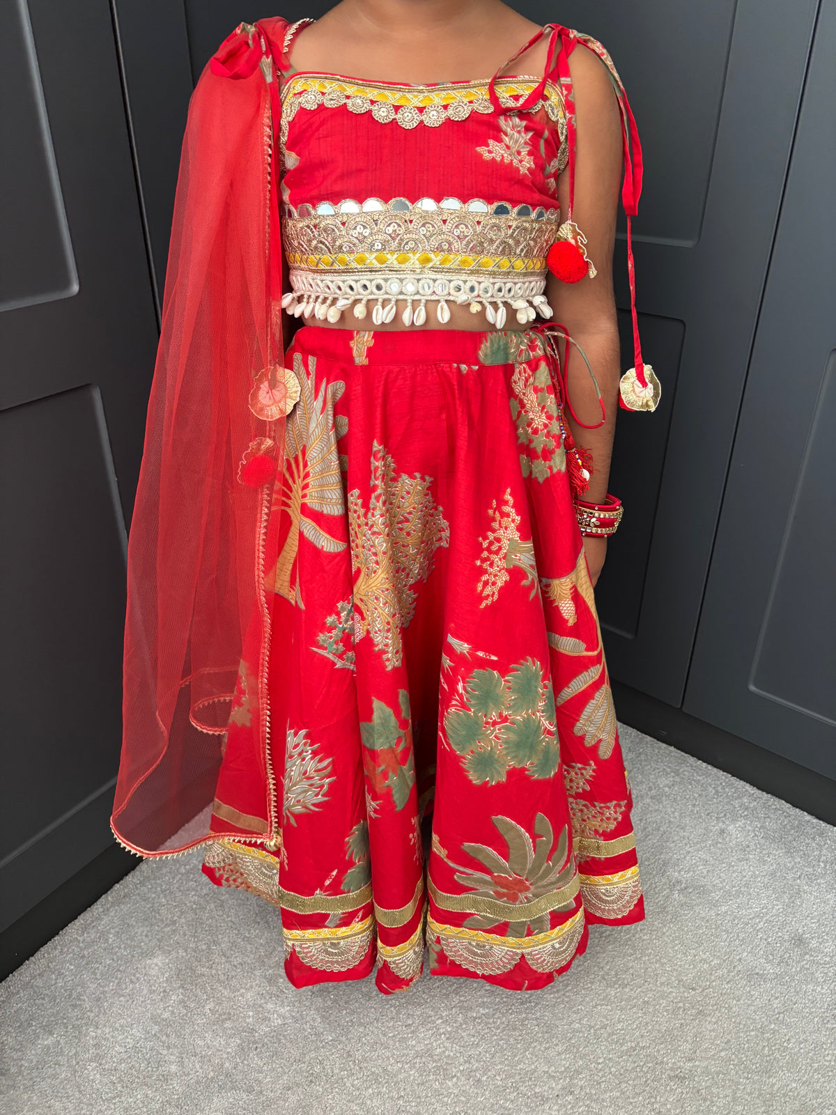 Red Lengha | Girls Navratri Garba Outfit | Indian Kidswear