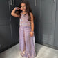 Lilac Embellished Palazzo Suit